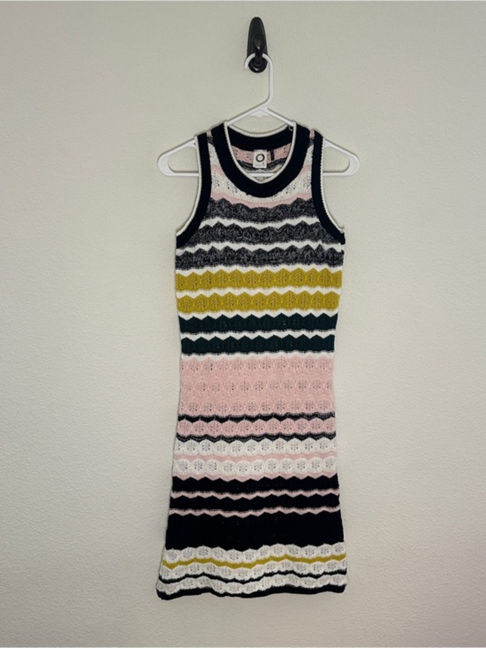 Anthropologie Akemi + Kin April Striped‎ Crochet Knit Sweater Dress Coquette S
